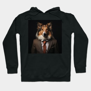 Collie Dog in Suit Hoodie